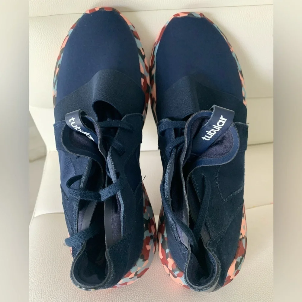 Adidas Tubular Womens Size 8.5 Navy Blue Walking Athletic Running Shoes Sneakers